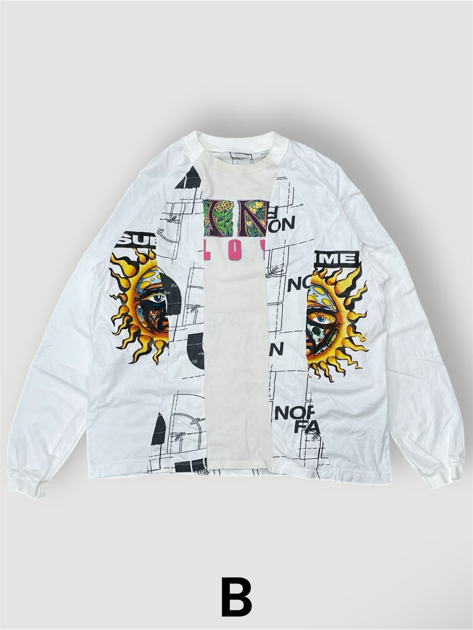 【Re +】cutting switch long sleeve (white)