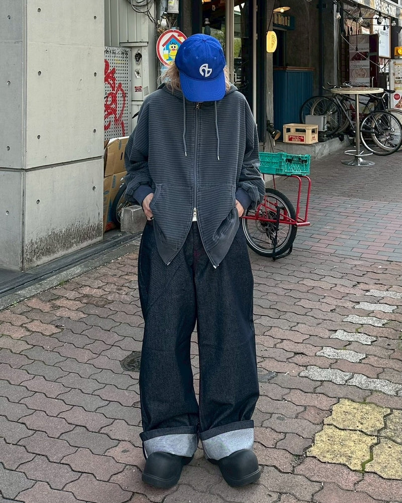 【youll】pigment border zip up hoodie (3color)