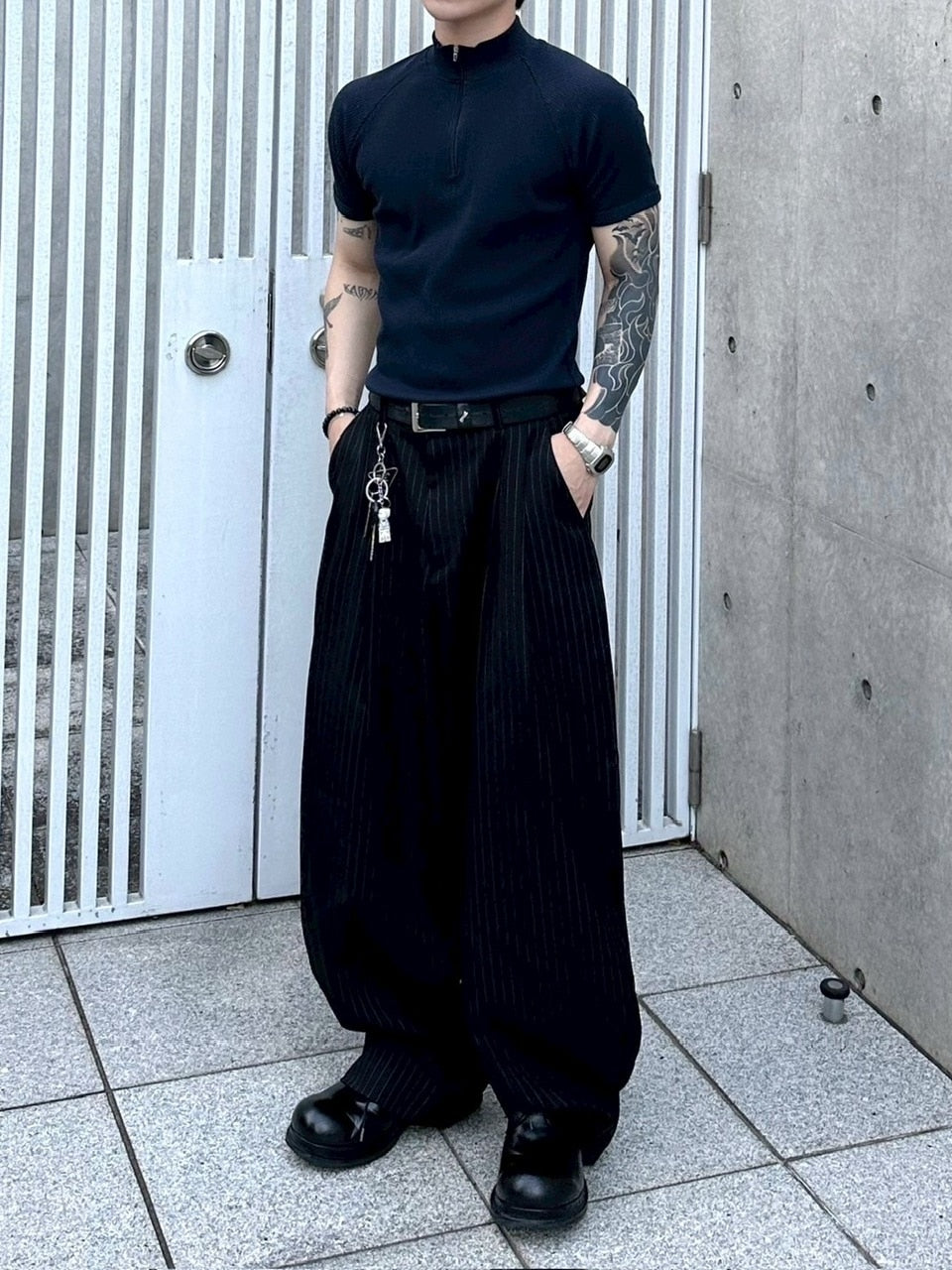 【新品未開封】CHIEKO+ relaxed fit Tシャツ ブラック 36 受注制【Chikashitsu +】mockneck zip half sleeve t-shirt – PRESSING