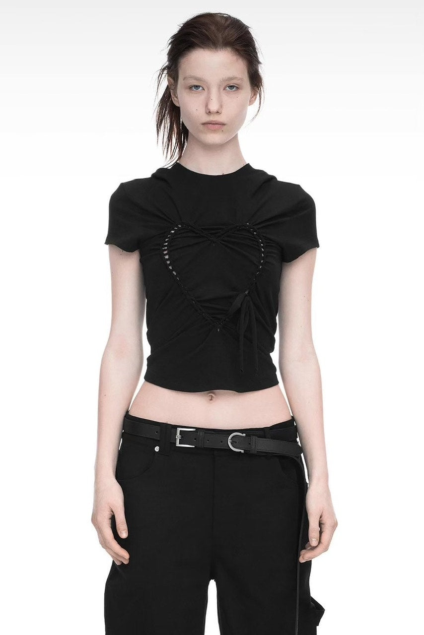 【NACHE】HEART BRAID HOODIE T-SHIRT