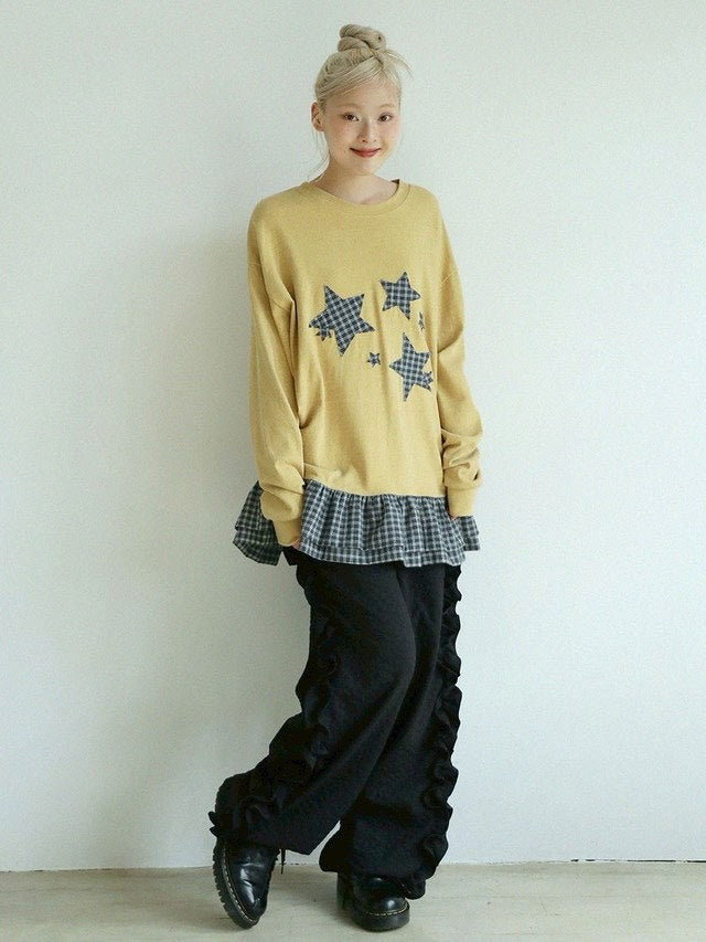12/21 20:00 再販【Uglyshadow】STAR FRILL LONGSLEEVED T-SHIRT