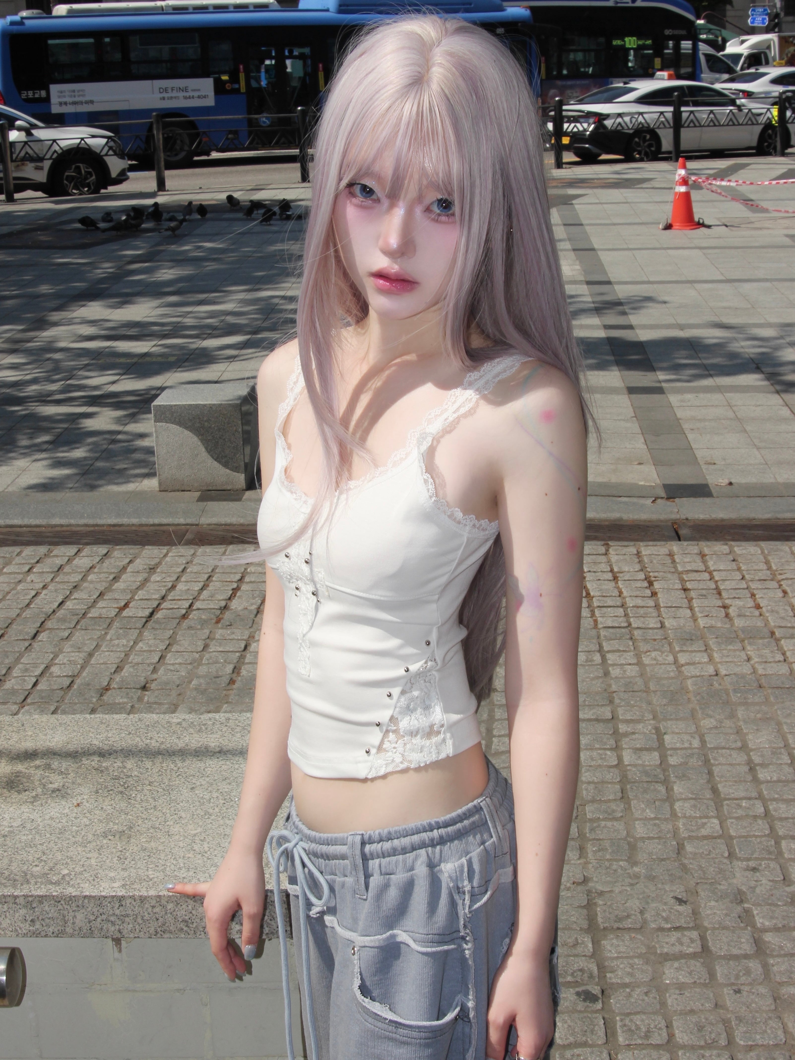 【CHERRYQUIRI】cross patch lace sleeveless
