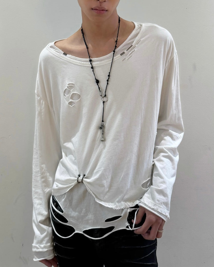【LECYTO】Frayed Layered Long Sleeve