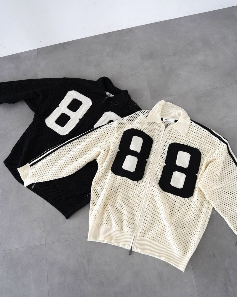 受注制【LUV CODE】mesh zip up knit (2color)