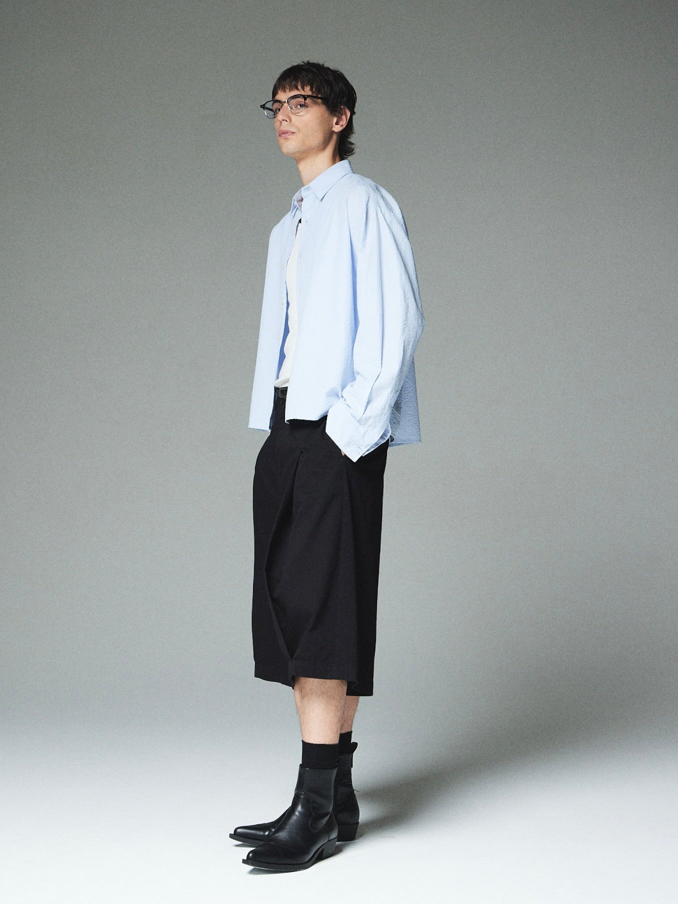 【CS】CROPPED STRIPE BUTTON UP SHIRT