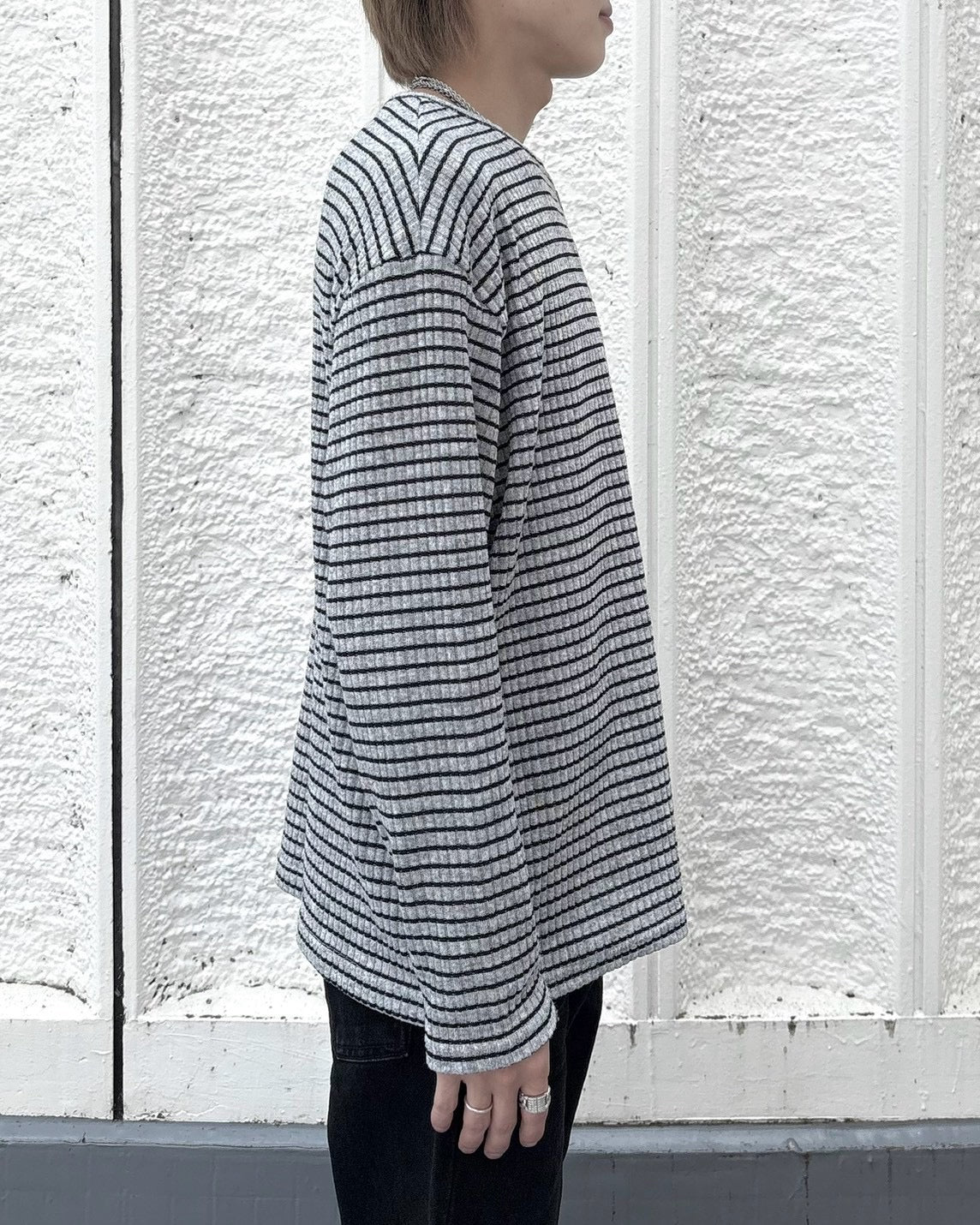 受注制【nmtc+】diagonal button border long sleeve (2color)