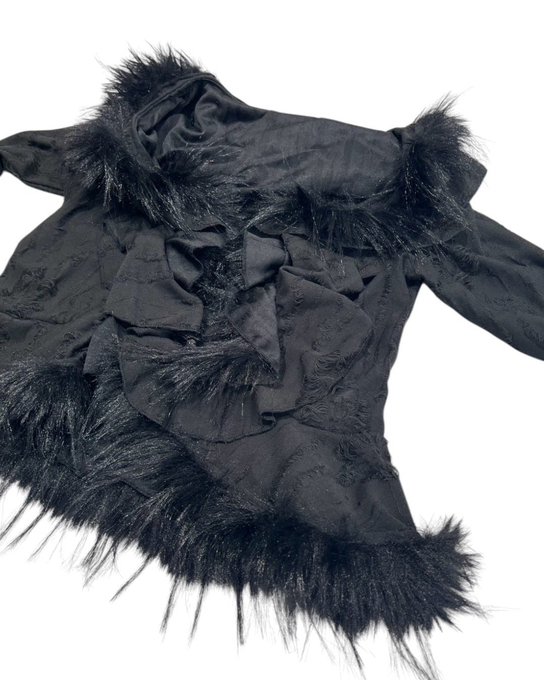 【BABY09】fur damage frill cardigan