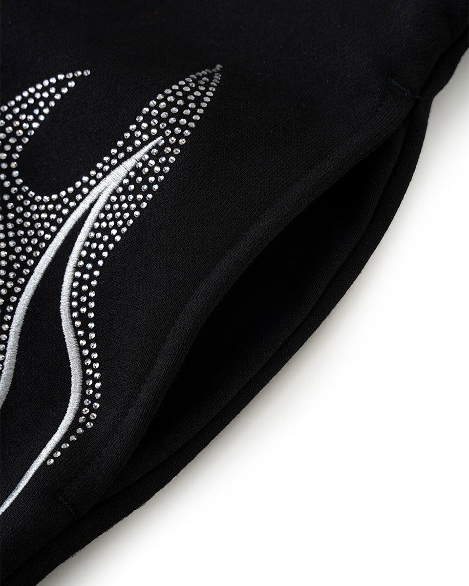 【SUPPLIER】Fire Pattern Rhinestone Zip Hoodie