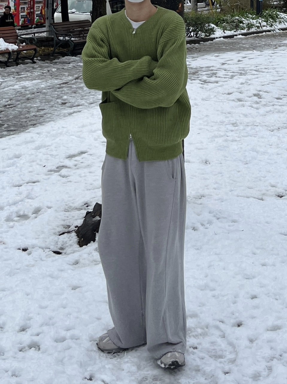 受注制【Chikashitsu +】snap button sweat pants (2color)