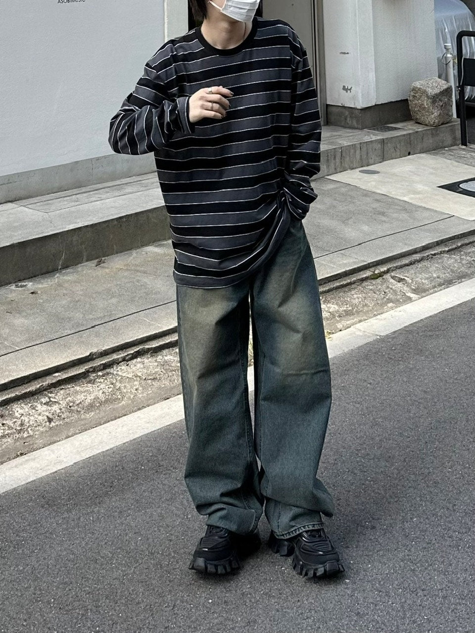 受注制【Chikashitsu +】vintage wash semi wide denim pants / 【チカシツプラス】ヴィンテージウォッシュセミワイドデニムパンツ