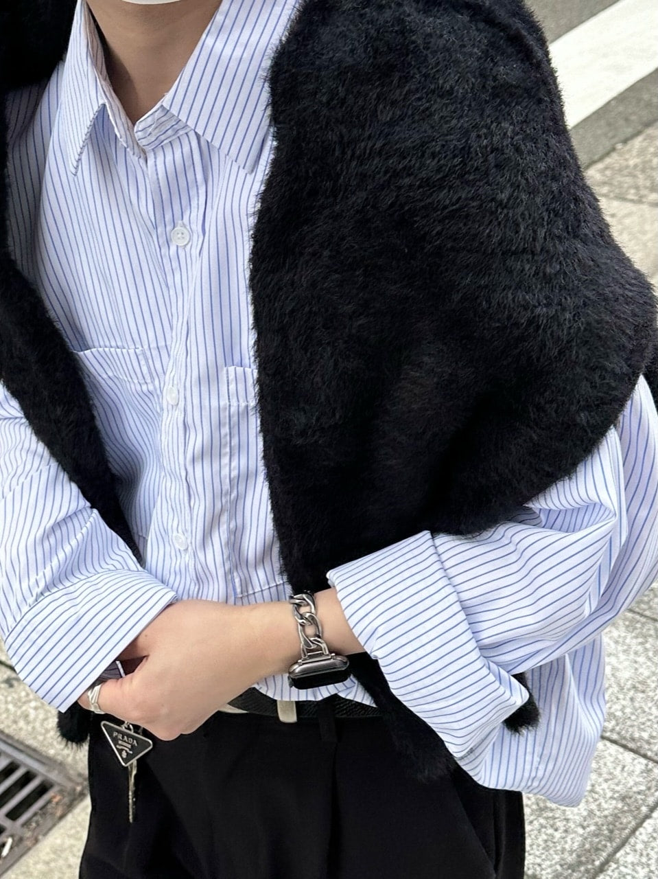 大阪店WEB限定受注制【Chikashitsu +】cropped stripe shirts (2color)