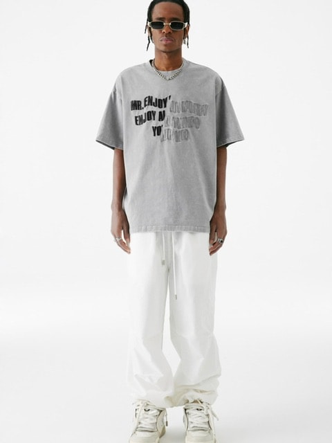 【MR. ENJOY DA MONEY】Cutting font short sleeves