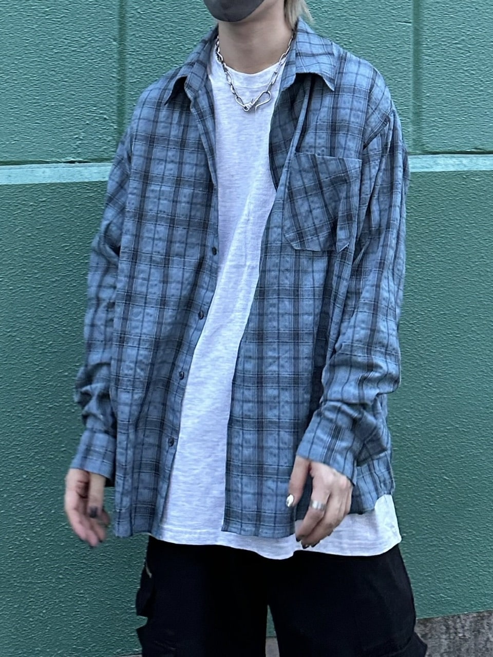 大阪店WEB限定受注制【Chikashitsu +】linen check shirt (3color)