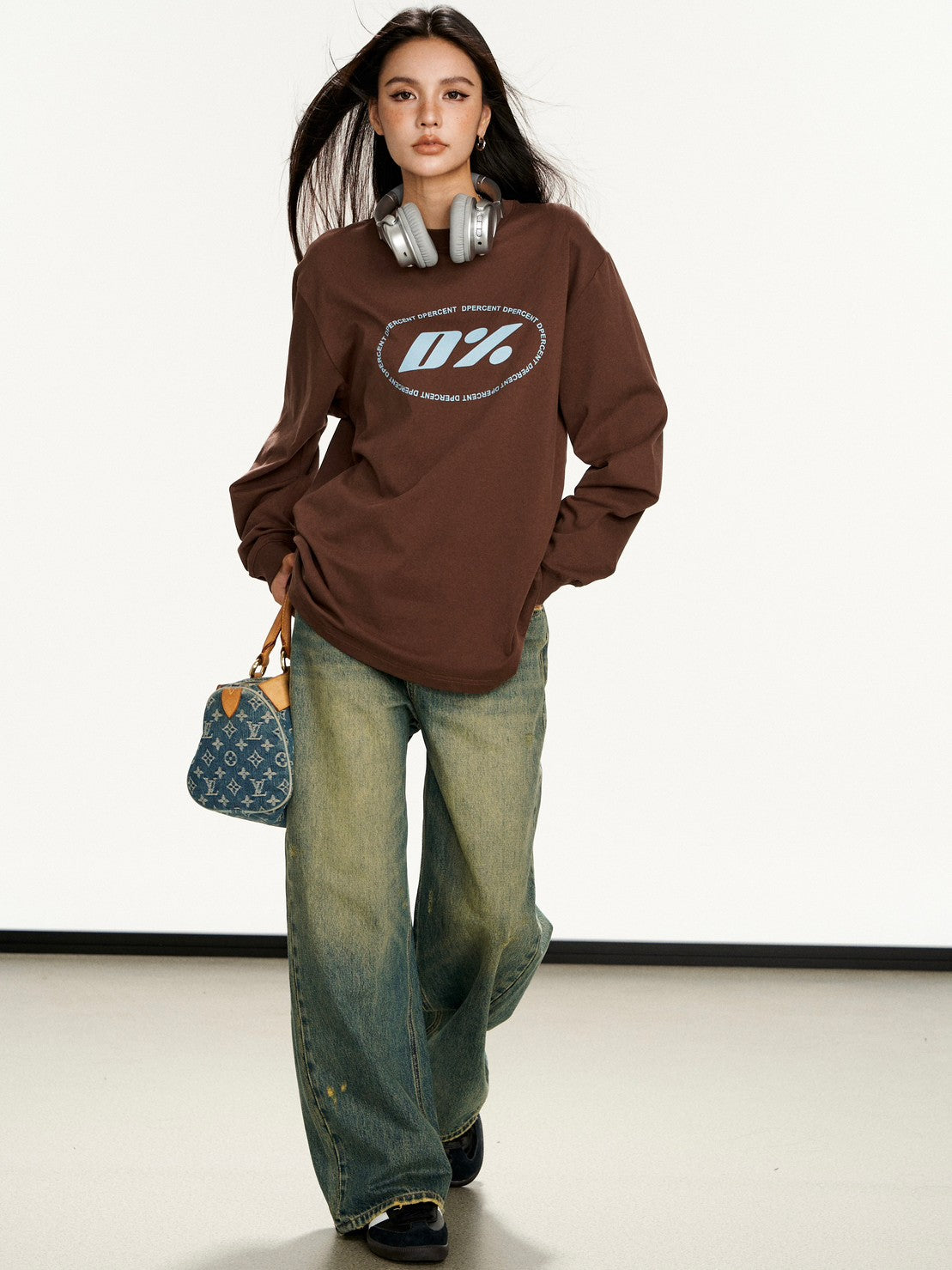 【Dpercent】Front Logo Sweater