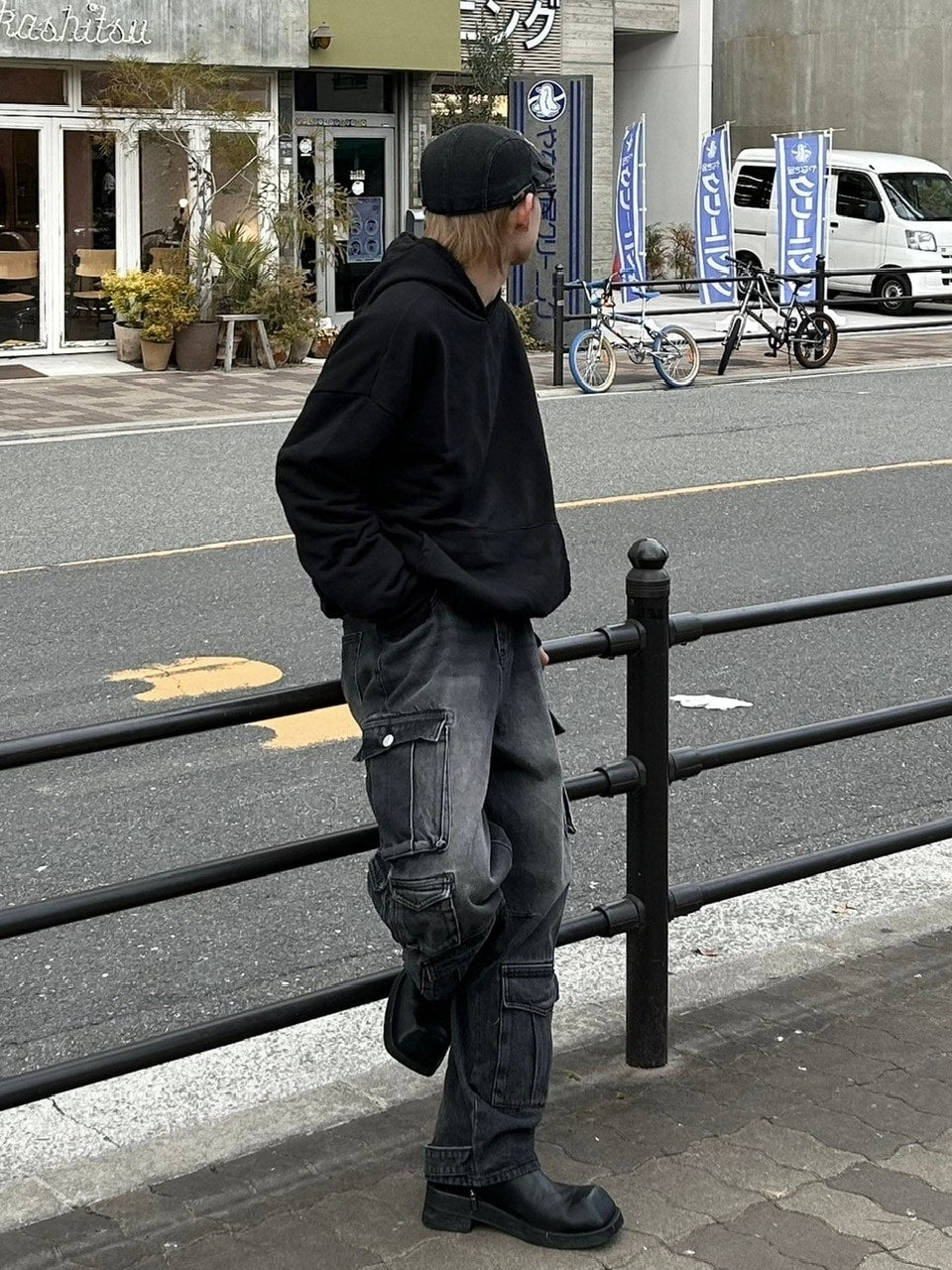 大阪店WEB限定【Chikashitsu +】damage arm warmer hoodie (3color)