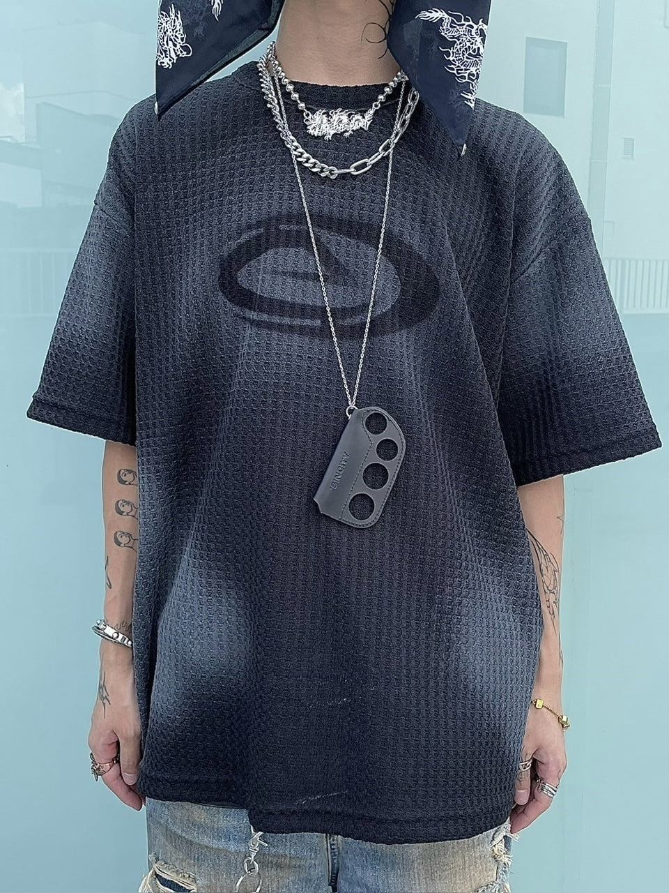 受注制【Never mind the XU】washing waffle tee (3color)