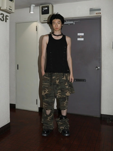 【ESC STUDIO】skirt layered snap pants