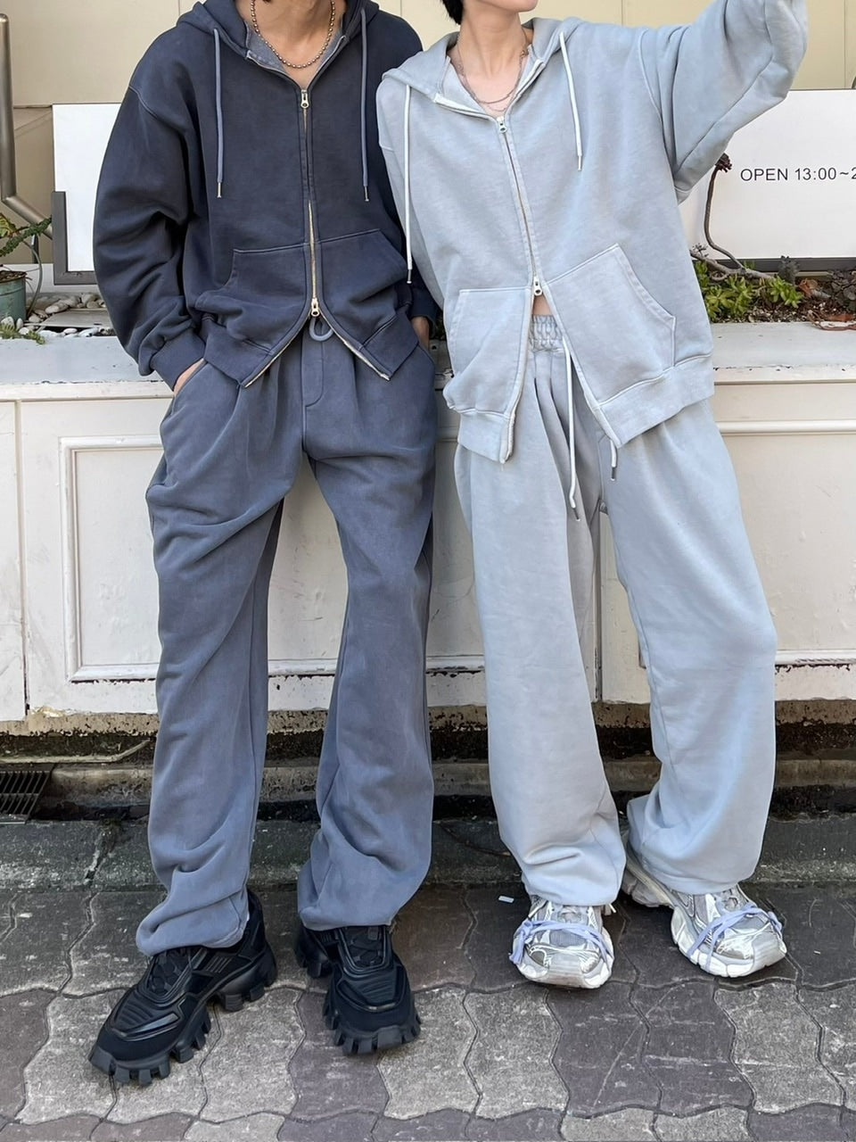 受注制【Chikashitsu +】unisex pigment wash string sweat pants (4color)