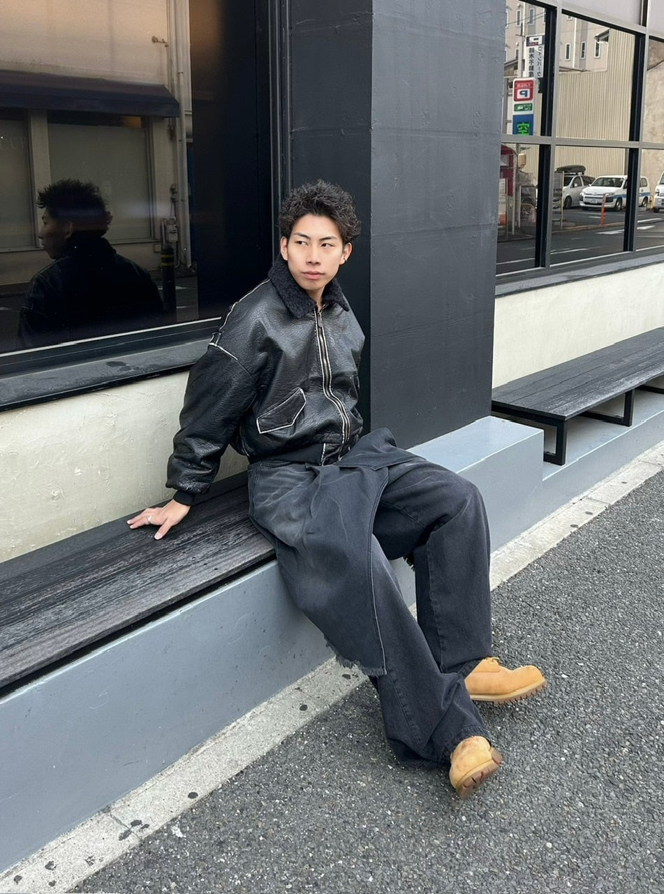 受注制【Chikashitsu +】wrapping design denim skirt (2color)