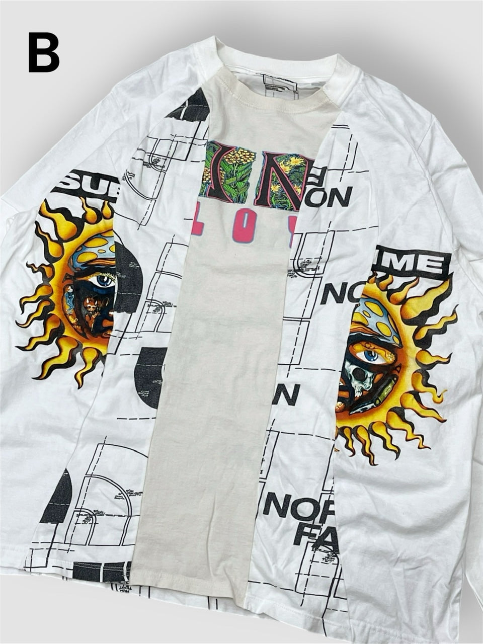 【Re +】cutting switch long sleeve (white)
