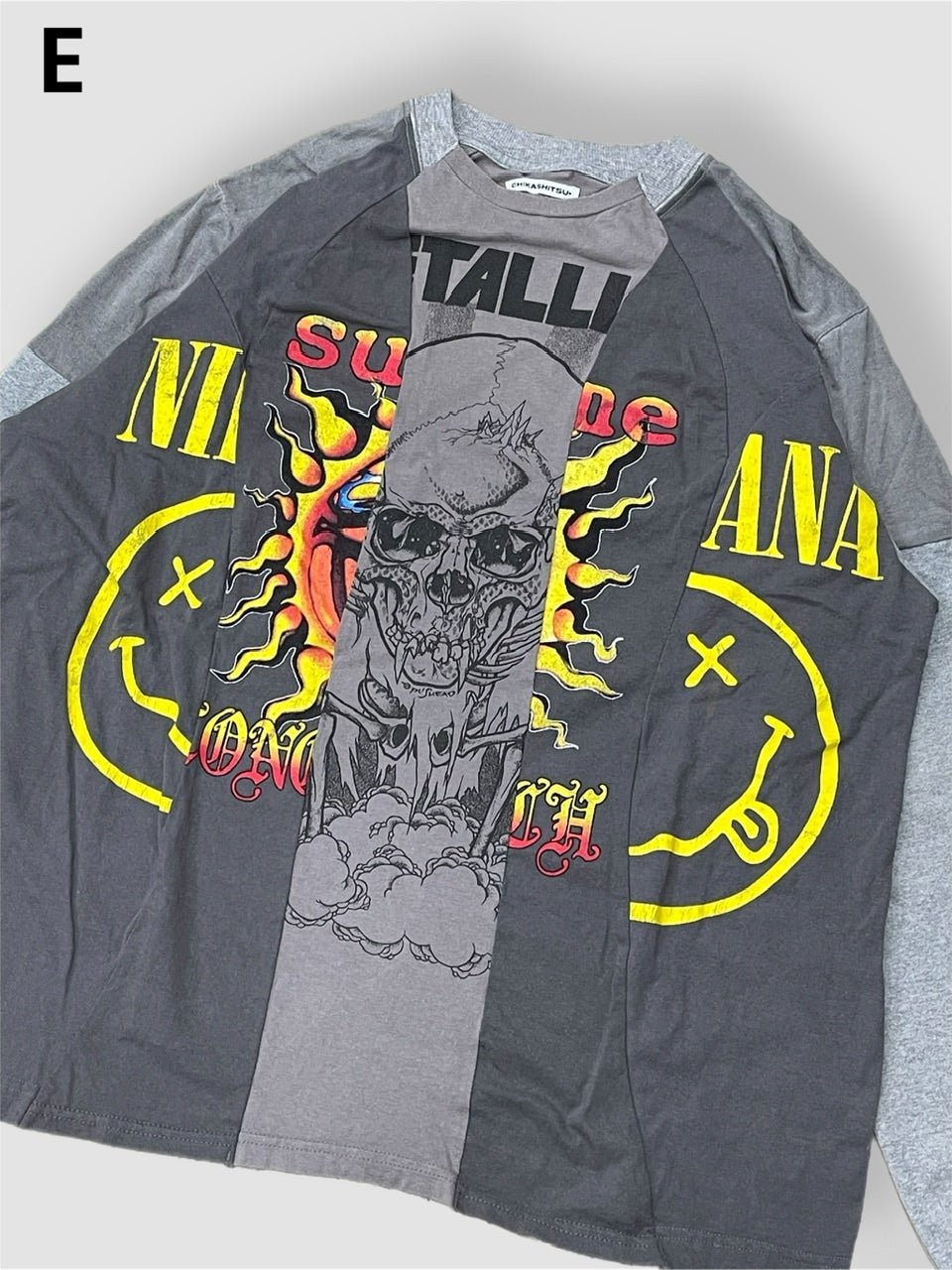 【Re +】cutting switch long sleeve (gray)