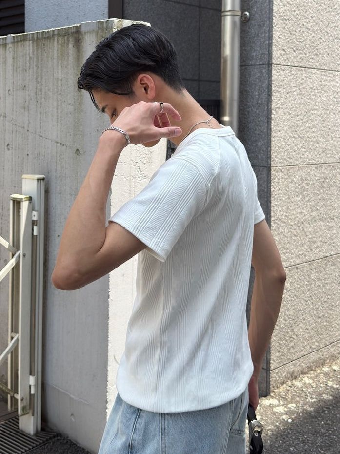 【Chikashitsu +】henry neck half sleeve tee (3color) / 【チカシツプラス】ヘンリーネック半袖Tシャツ