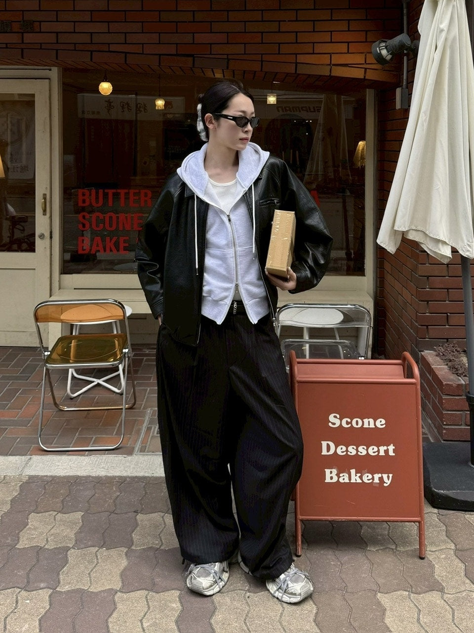 受注制【Chikashitsu +】draw cord stripe wide slacks / 【チカシツプラス】ドローコードストライプワイドスラックス (2color)