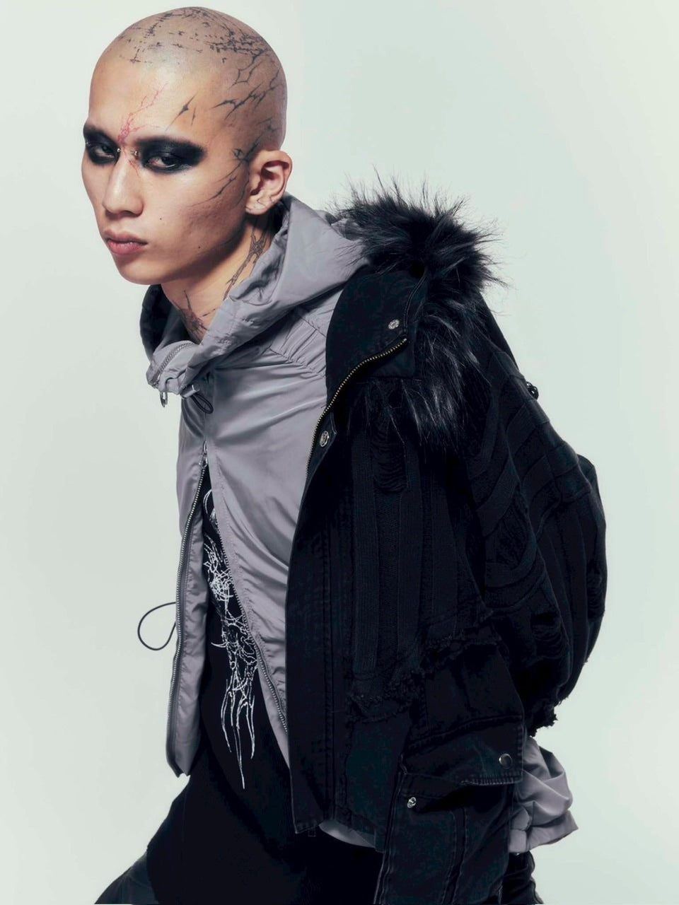 【DIG YOUR OWN GRAVE】SYN-EDGE BLOUSON /【ディグユアオウングレイブ】アシンメトリーテックブルゾン