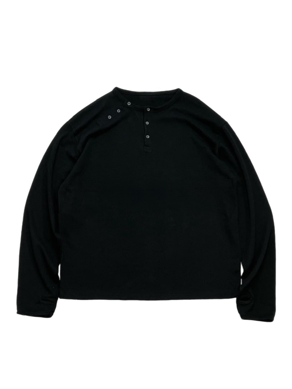 受注制【Chikashitsu +】double button henry neck long sleeve tee / 【チカシツプラス】ダブルボタンヘンリーネック長袖Tシャツ (4color)