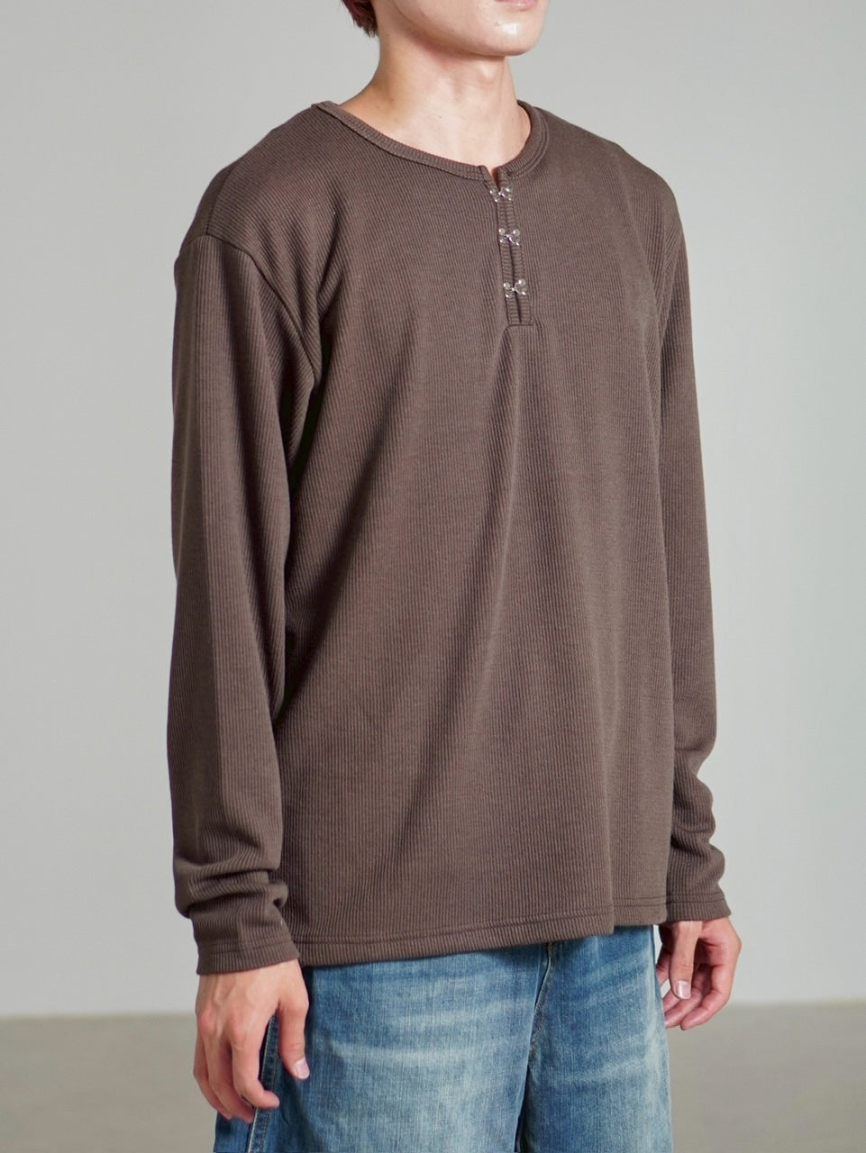 受注制【Chikashitsu +】front hook long sleeve knit / 【チカシツプラス】フロントフック長袖ニット (4color)