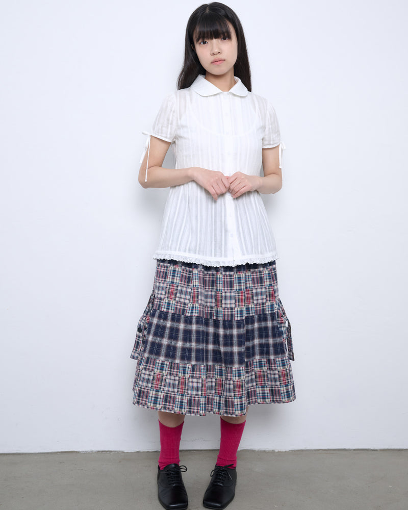 【TUOMIO】PUFF SLEEVES RIBBON BLOUSE