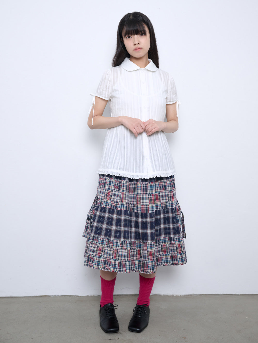 【TUOMIO】PUFF SLEEVES RIBBON BLOUSE