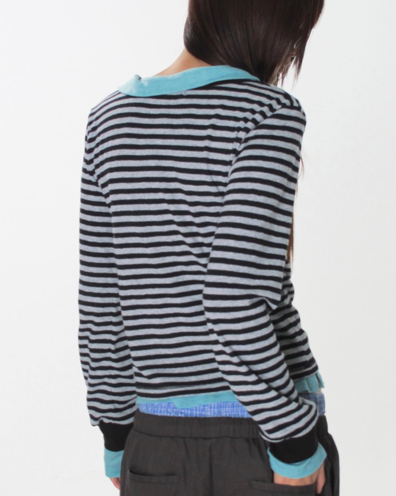 【CRANK】COZY STRIPE V-NECK TOP