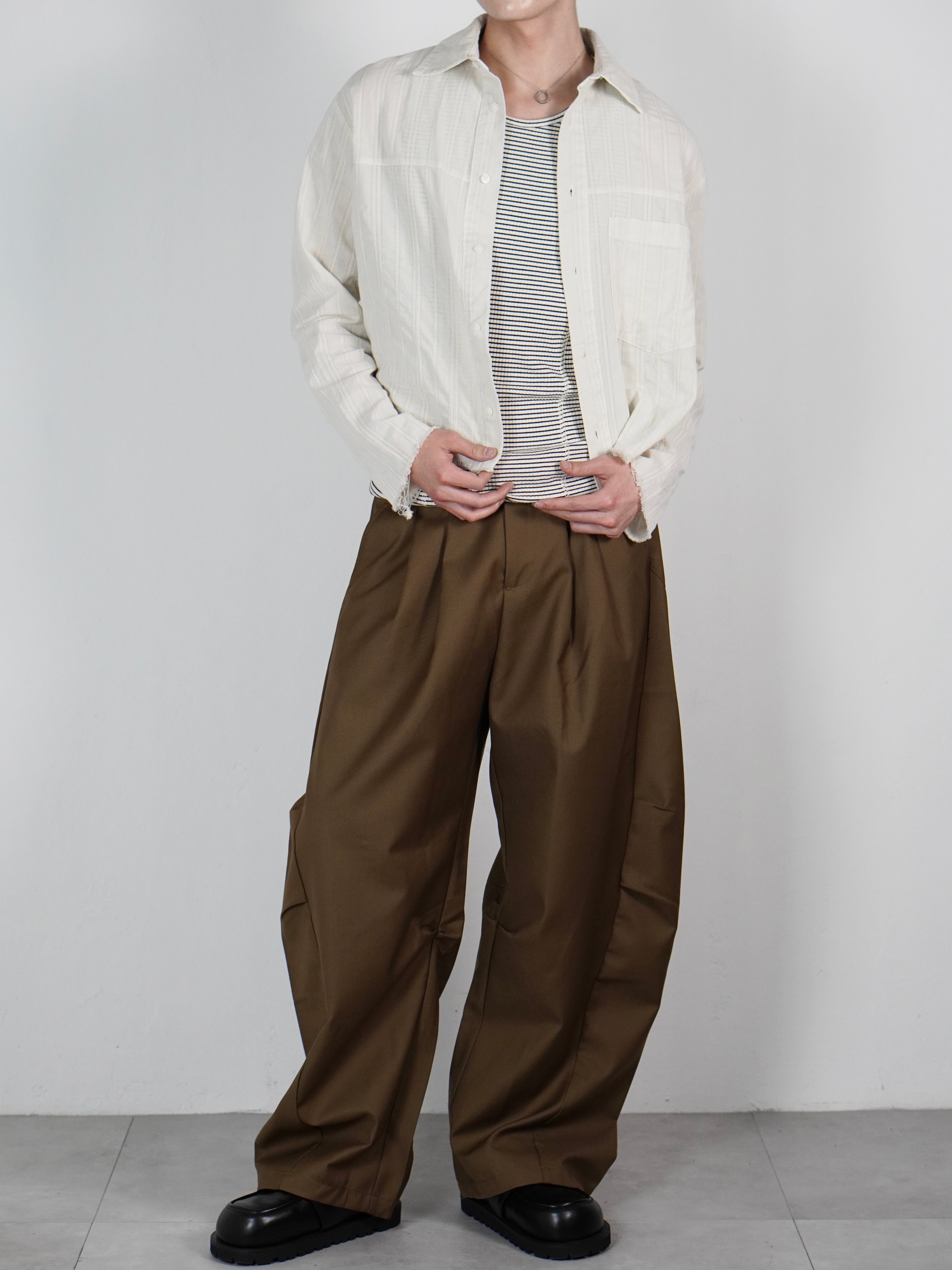 受注制【Chikashitsu +】pigment cut off shirt (2color)