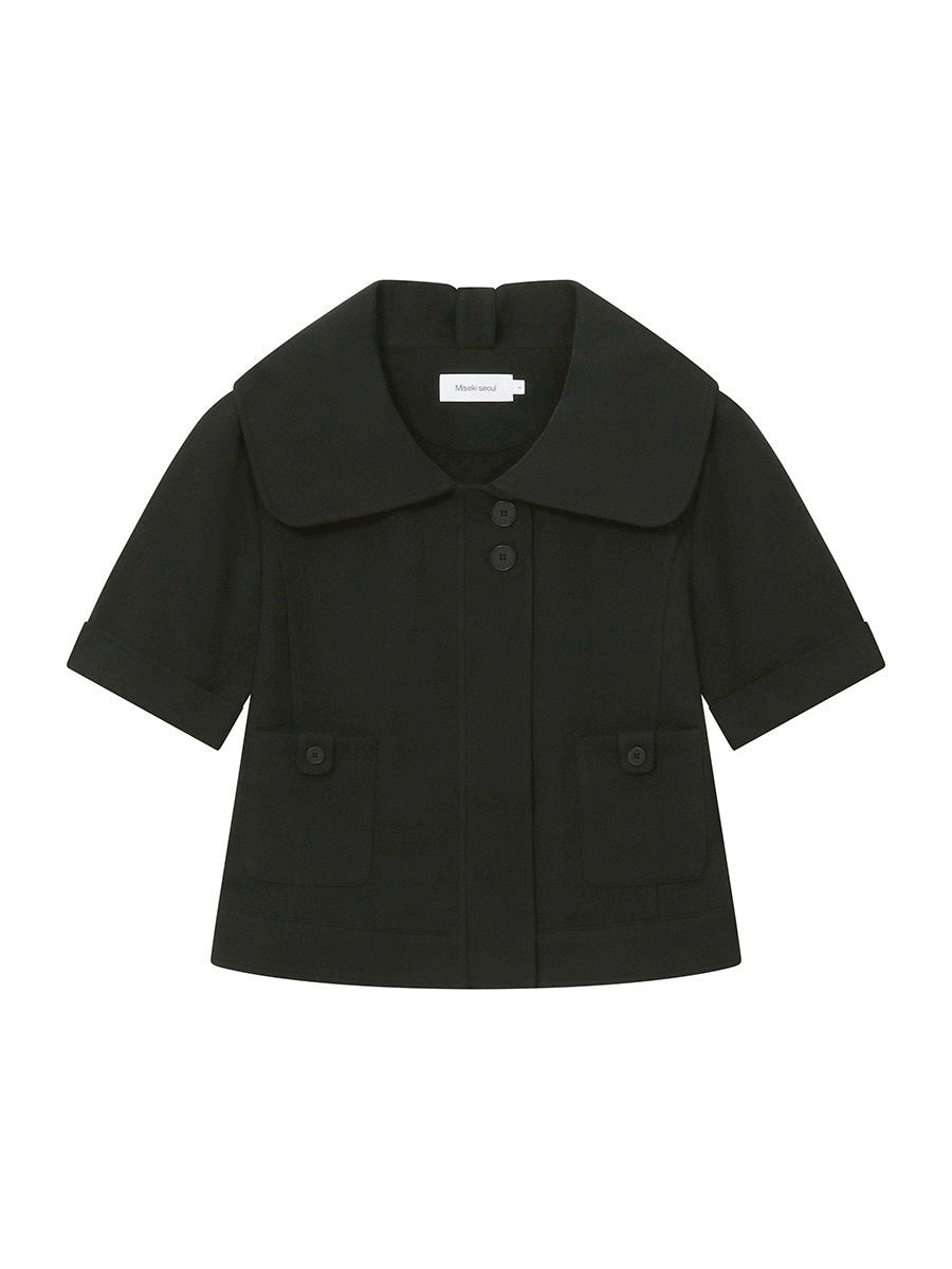 【Miseki seoul】Rolled button short sleeve jacket