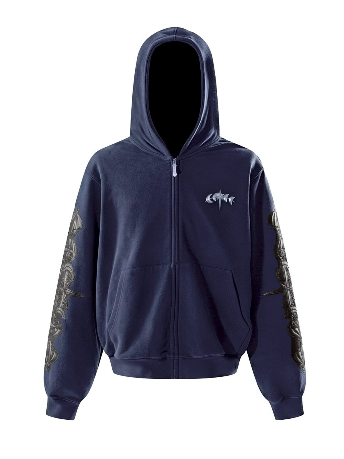 【The Boy Has No Patience】LEATHER PATCH ZIP HOODIE