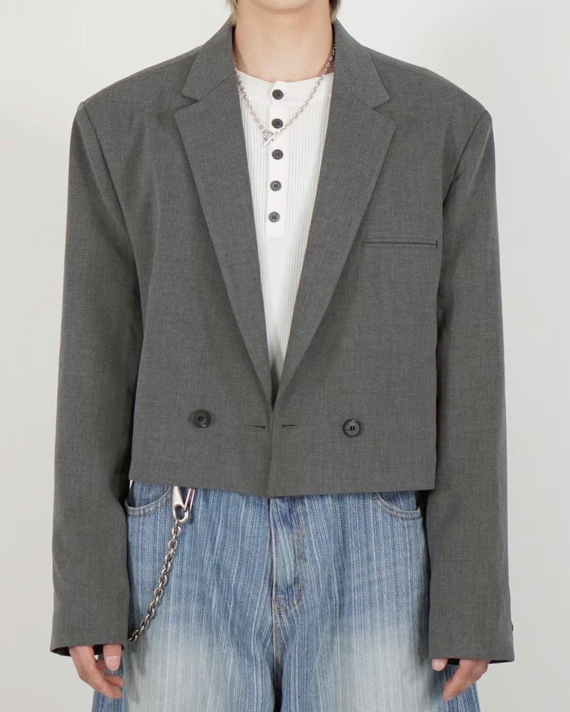 受注制【Chikashitsu +】cropped double jacket (2color)