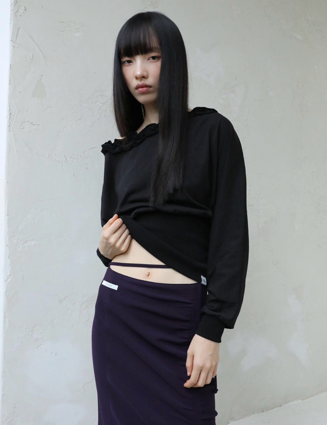 【Uglyshadow】RUCHED LONG TIE SKIRT