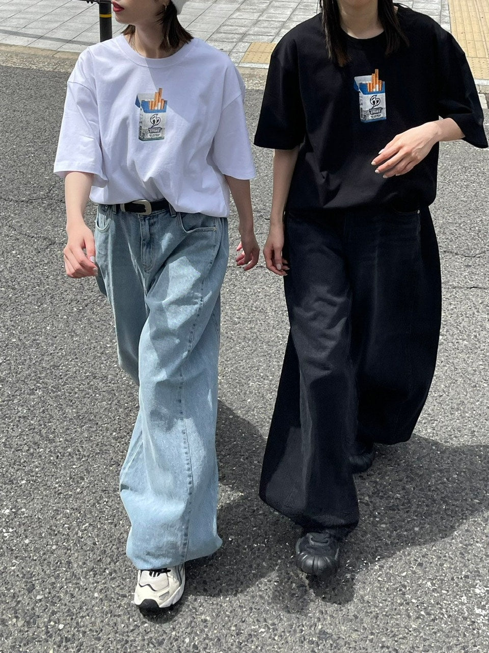 【Chikashitsu +】snap button denim pants (2color)