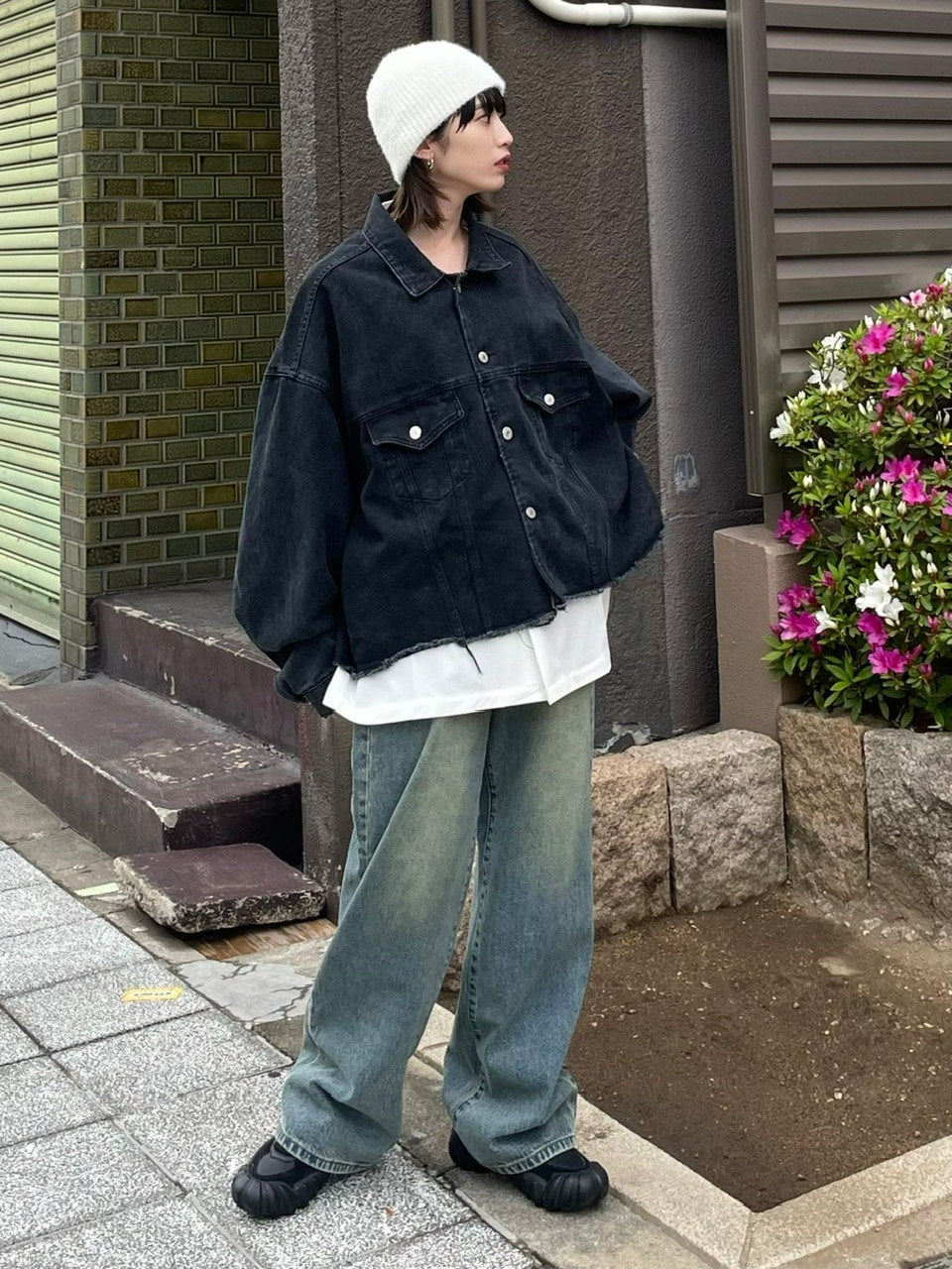 大阪店WEB限定受注制【Chikashitsu +】cutting cropped denim jacket (3color)
