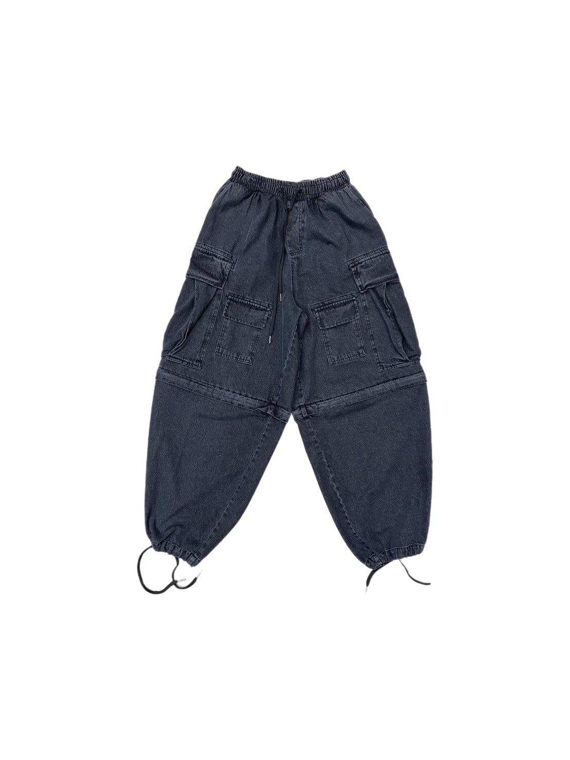 受注制【Chikashitsu +】2way heavy pocket denim cargo pants (2color)