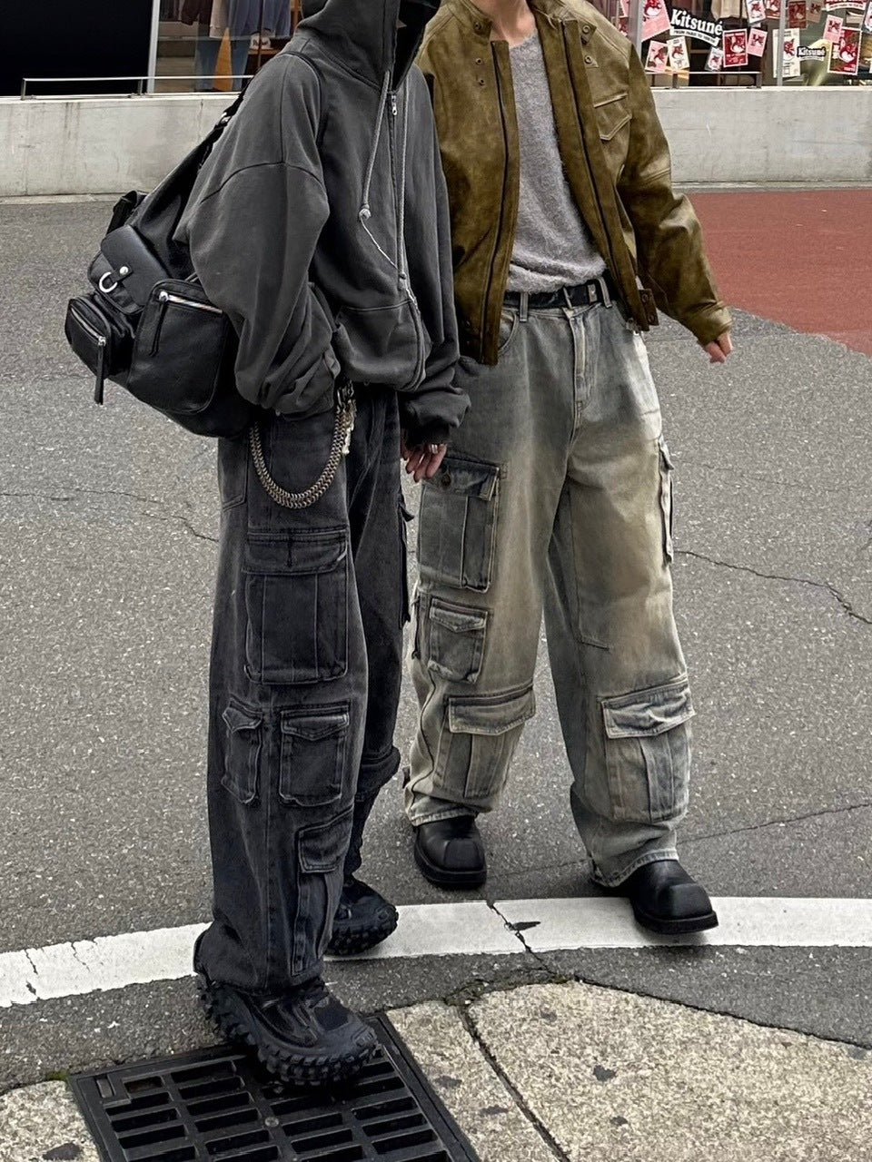 受注制【Chikashitsu +】vintage wash cargo denim pants (2color)