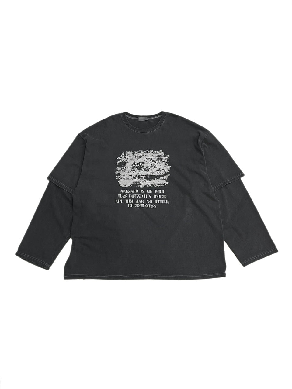 【Chikashitsu +】layered graphic long sleeve (2color) / 【チカシツプラス】レイヤードグラフィックプリント長袖Tシャツ