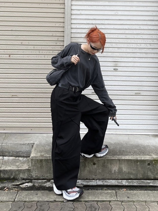 【Chikashitsu +】pattern design slacks (2color)