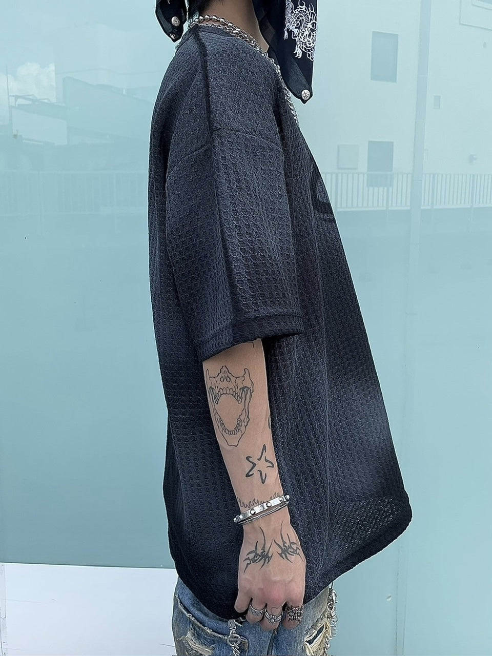 受注制【Never mind the XU】washing waffle tee (3color)