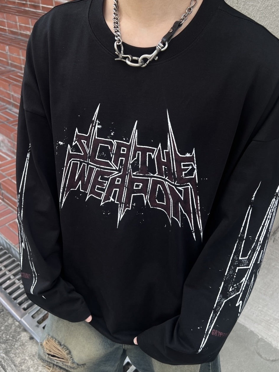 受注制【Chikashitsu +】oversized print long sleeve (2color) / 【チカシツプラス】オーバーサイズプリント長袖Tシャツ