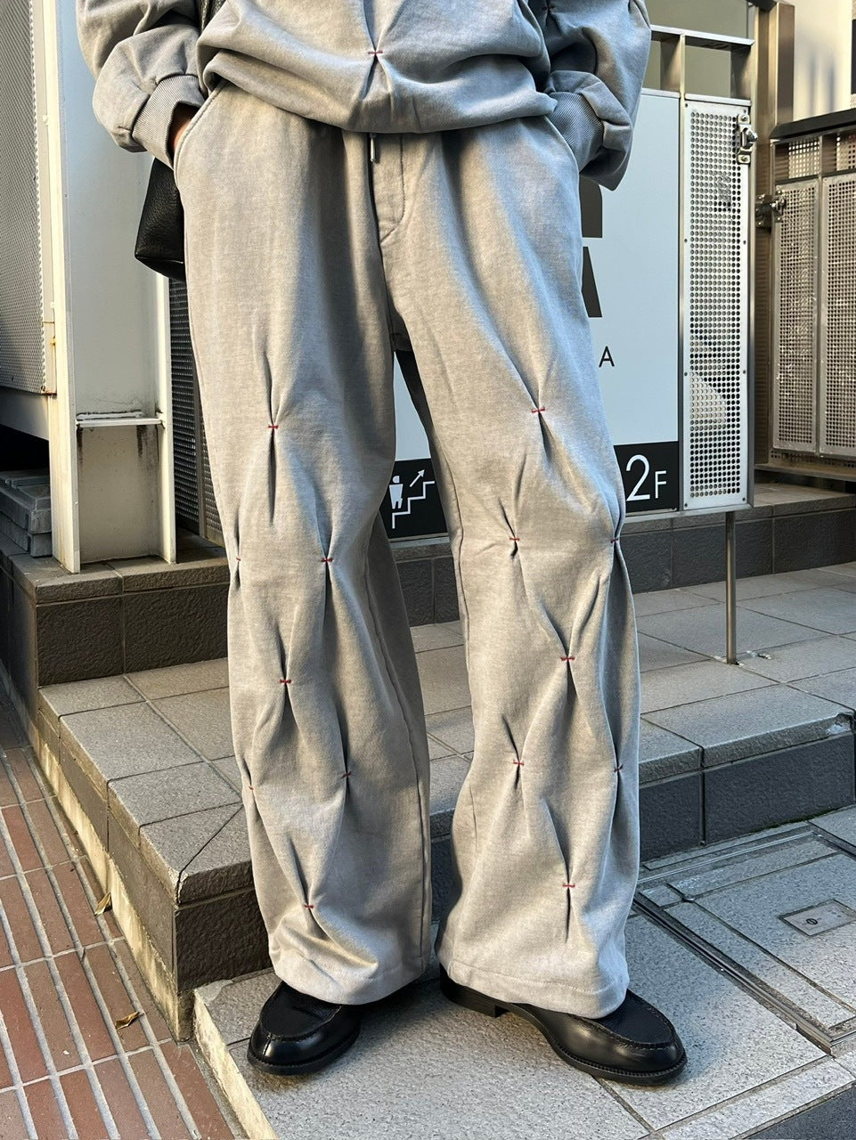 受注制【Chikashitsu +】stitch design sweat pants (3color)
