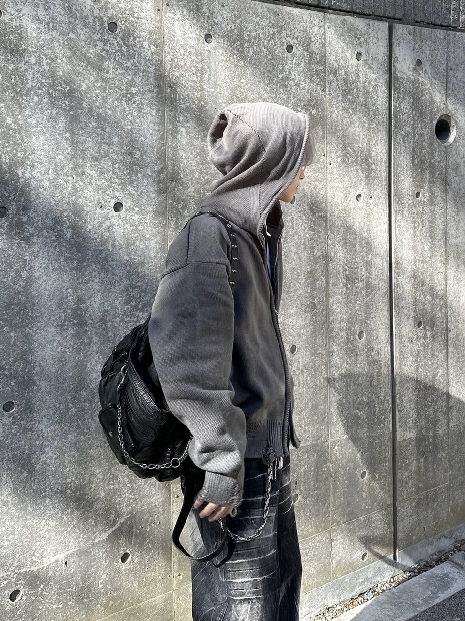 大阪店WEB限定受注制【Chikashitsu +】full zip up knit hoodie (3color)