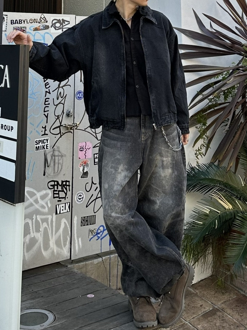 大阪店WEB限定受注制【Chikashitsu +】dirty wash balloon denim pants