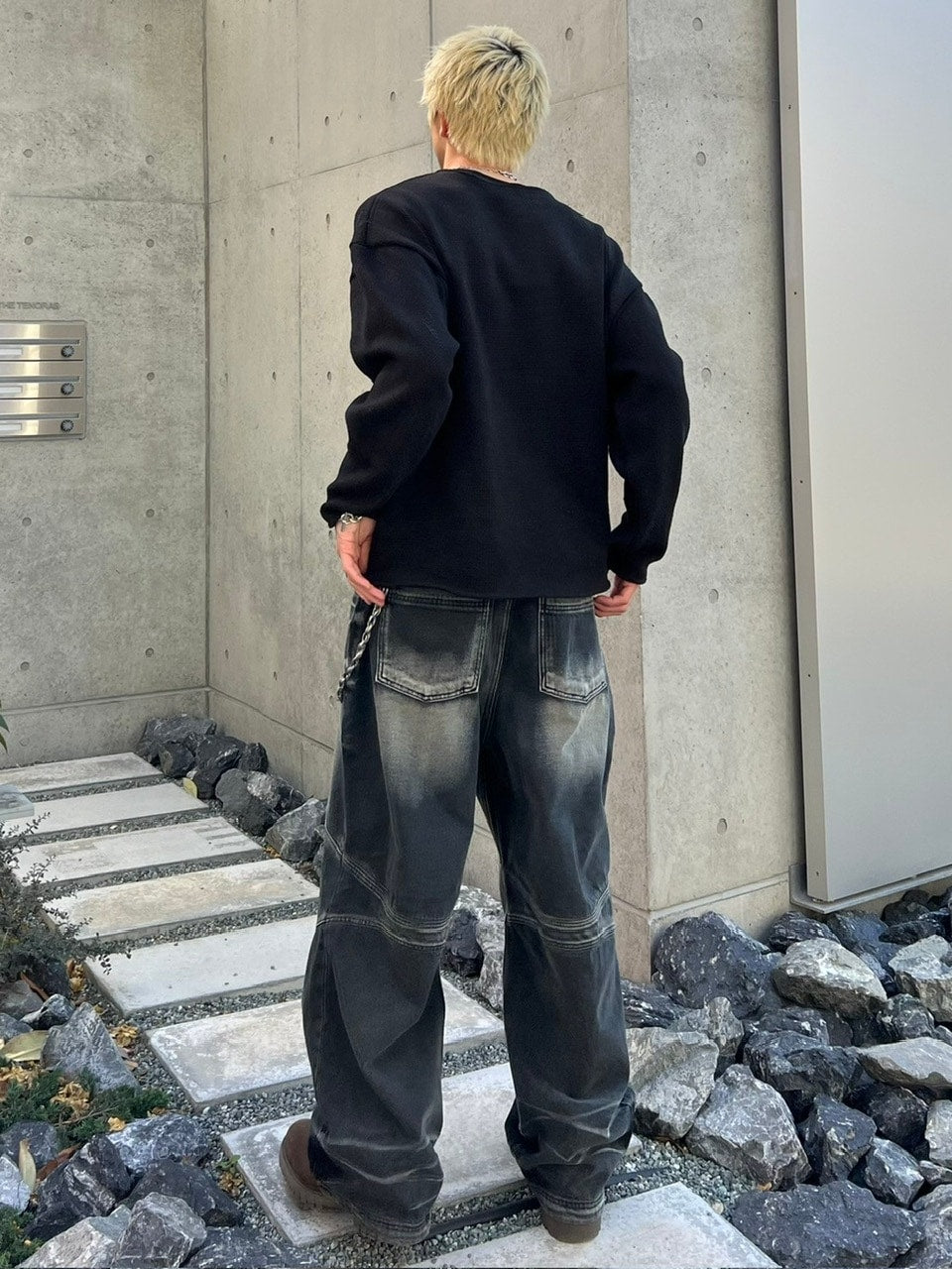 受注制【Chikashitsu +】loose fit round knit (4color)